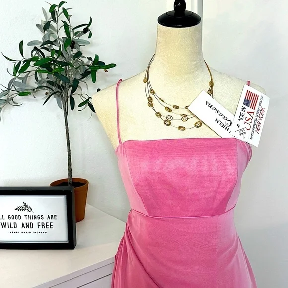 NWT JIM HJELM Special Occasion Bridesmaid Chiffon Satin Maxi Pink Dress Size 4 Dresses
